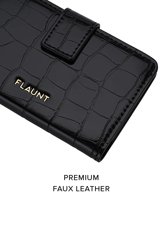 Black Crocodile Faux Leather MagSafe Wallet (Works with MagSafe Cases Only) - Image 5