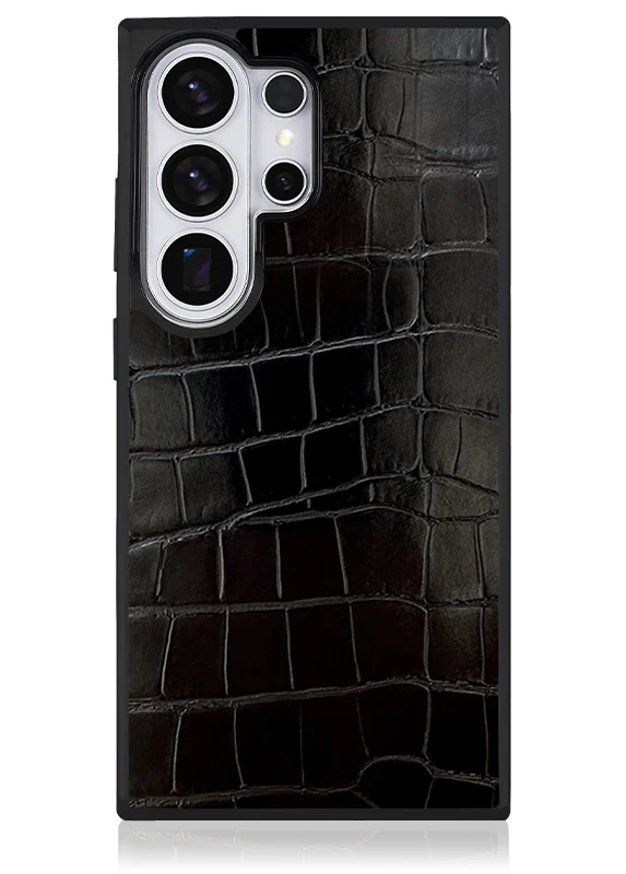 SQUARE® Black Crocodile Faux Leather Galaxy Case
