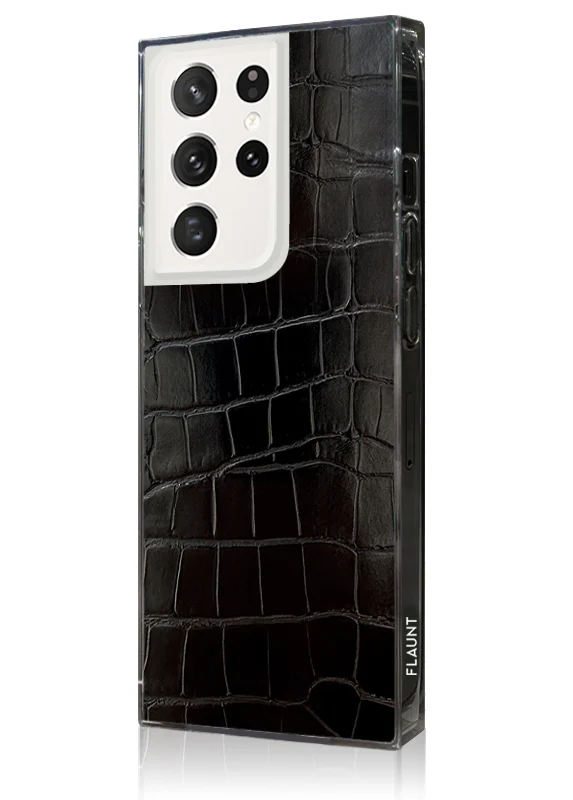 SQUARE® Black Crocodile Faux Leather Galaxy Case - Image 10