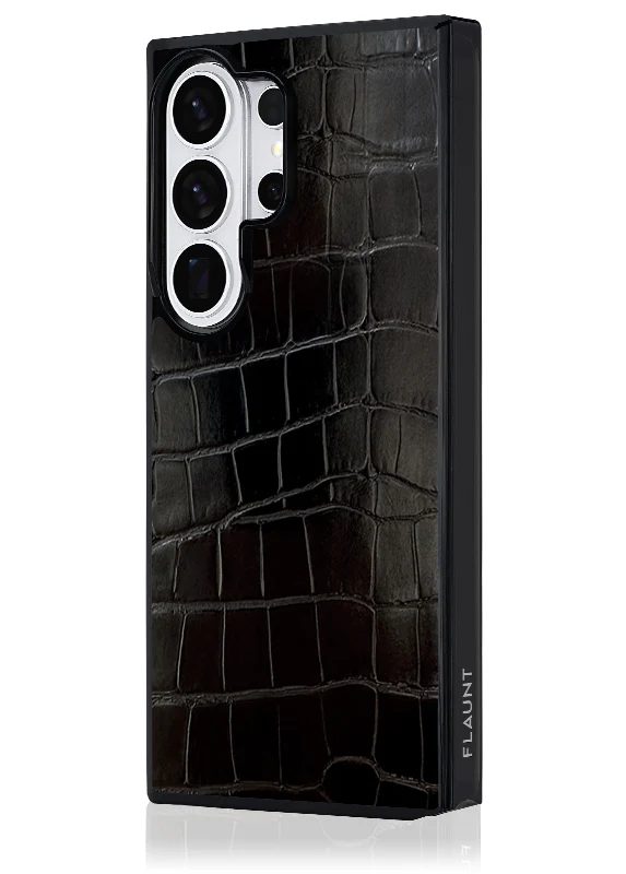 SQUARE® Black Crocodile Faux Leather Galaxy Case - Image 2