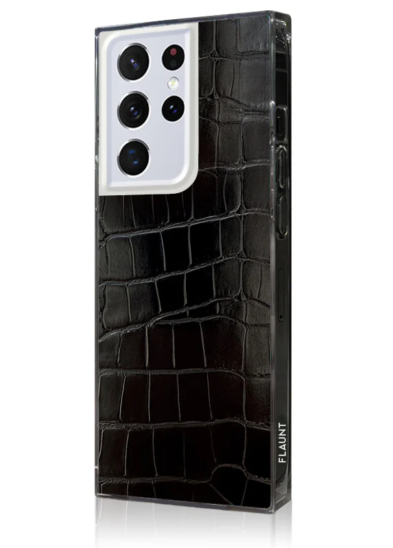 SQUARE® Black Crocodile Faux Leather Galaxy Case - Image 8