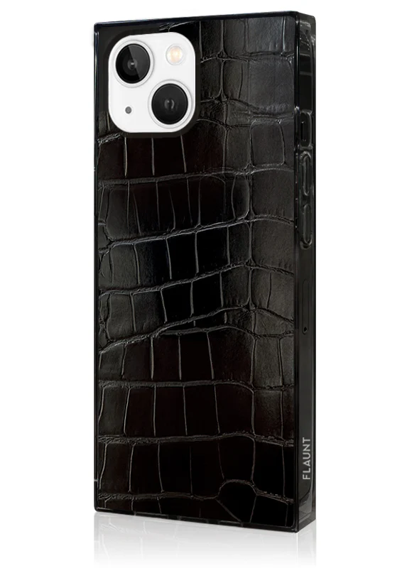 SQUARE® Black Crocodile Faux Leather iPhone Case - Image 12