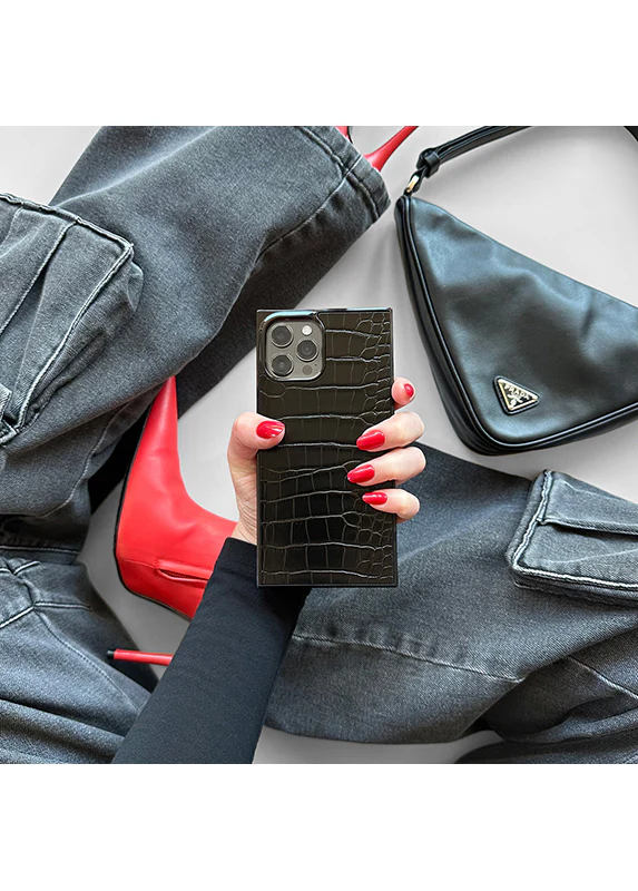 SQUARE® Black Crocodile Faux Leather Pixel Case - Image 12