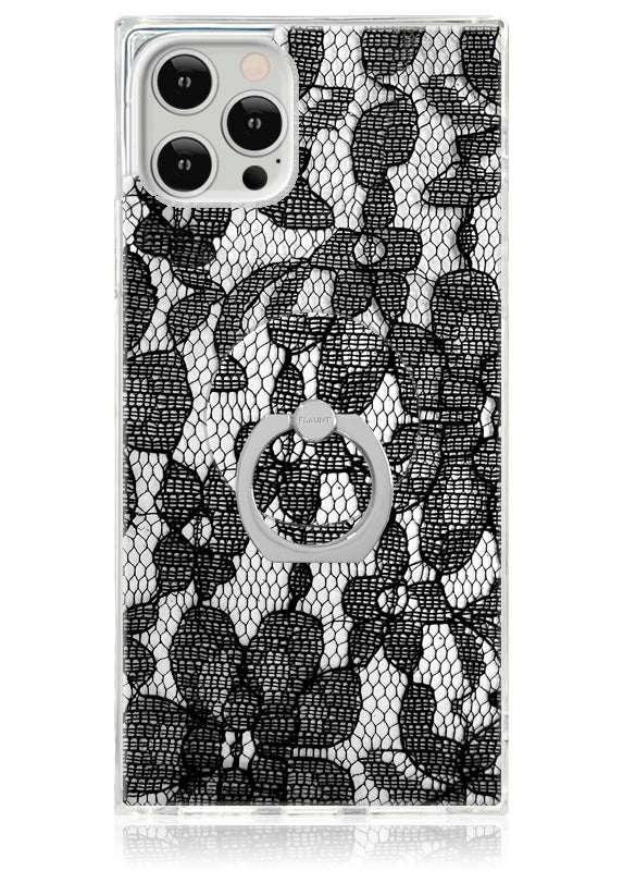 Black Lace Adhesive Phone Ring Stand - Image 3