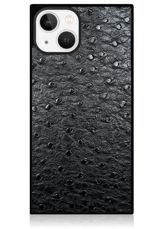 SQUARE® Black Ostrich Faux Leather iPhone Case - Image 11