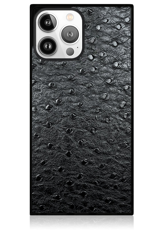 SQUARE® Black Ostrich Faux Leather iPhone Case - Image 35