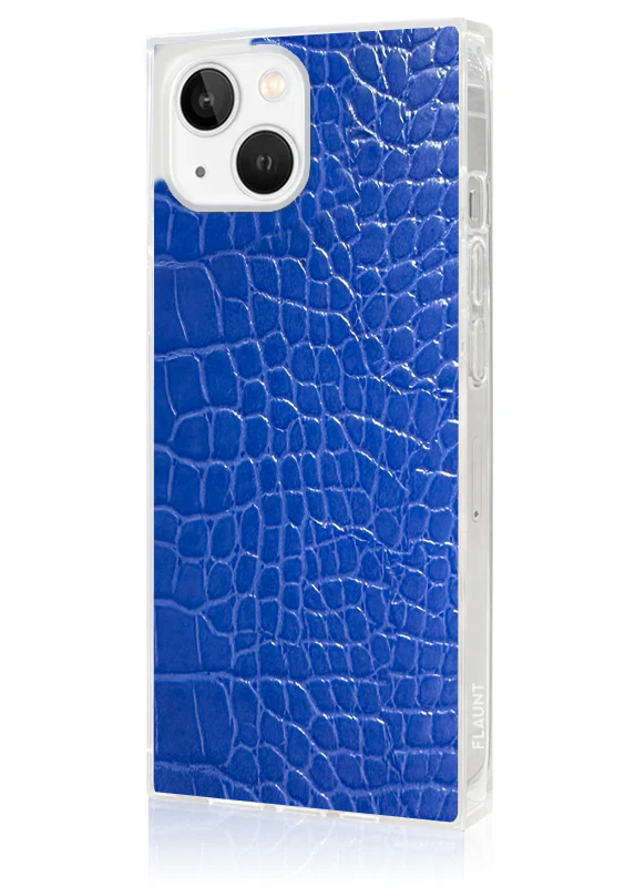 SQUARE® Blue Crocodile Faux Leather iPhone Case - Image 16