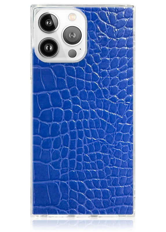 SQUARE® Blue Crocodile Faux Leather iPhone Case - Image 25