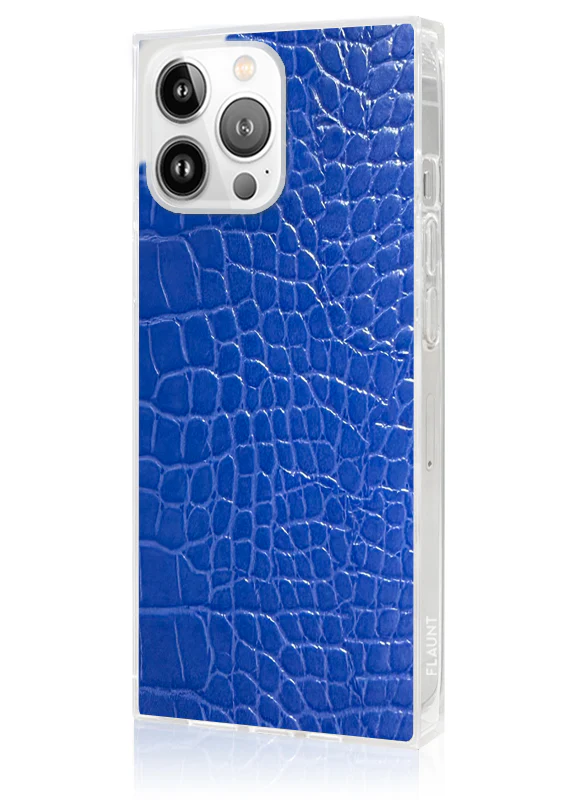 SQUARE® Blue Crocodile Faux Leather iPhone Case - Image 28