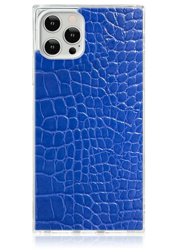 SQUARE® Blue Crocodile Faux Leather iPhone Case - Image 3