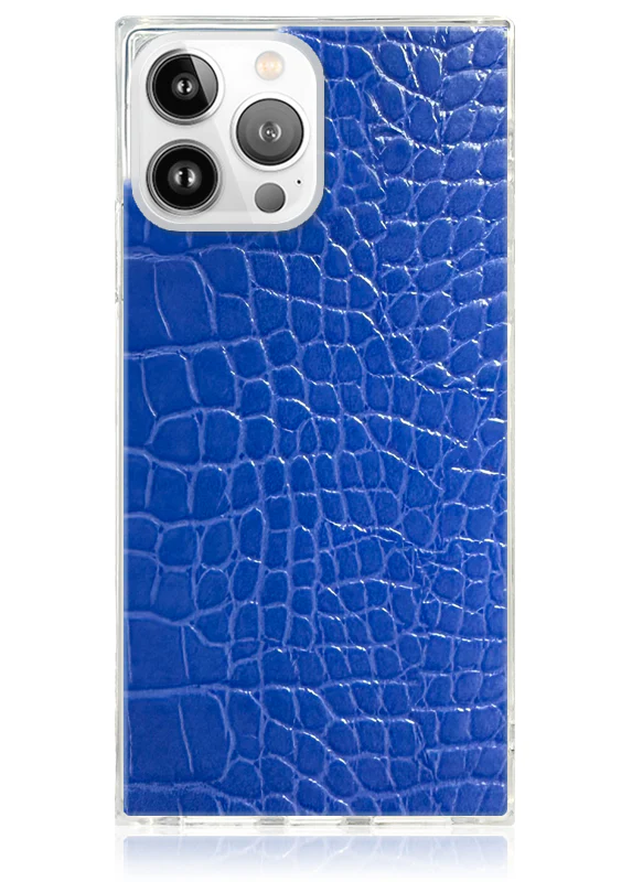 SQUARE® Blue Crocodile Faux Leather iPhone Case - Image 35