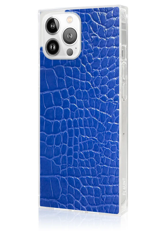 SQUARE® Blue Crocodile Faux Leather iPhone Case - Image 36