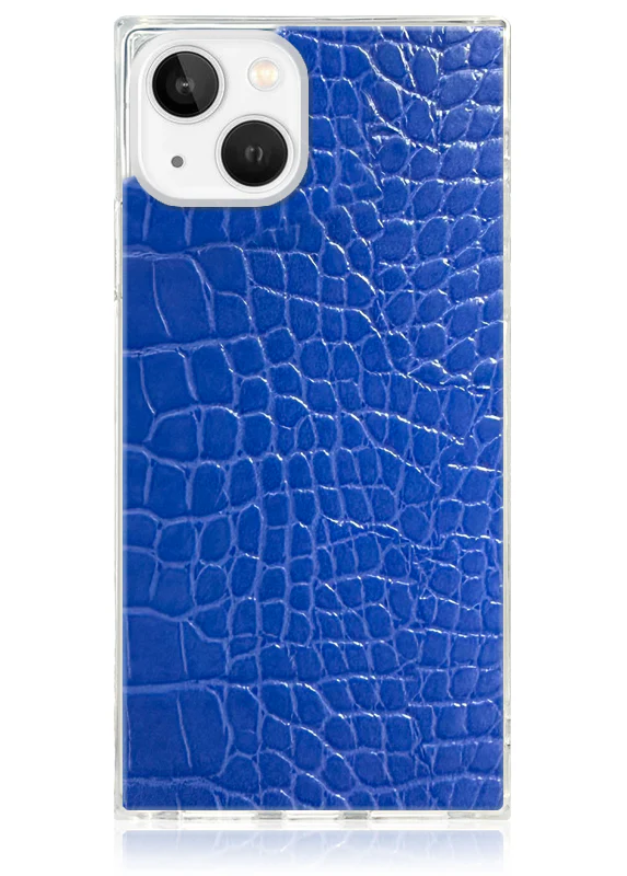 SQUARE® Blue Crocodile Faux Leather iPhone Case - Image 9