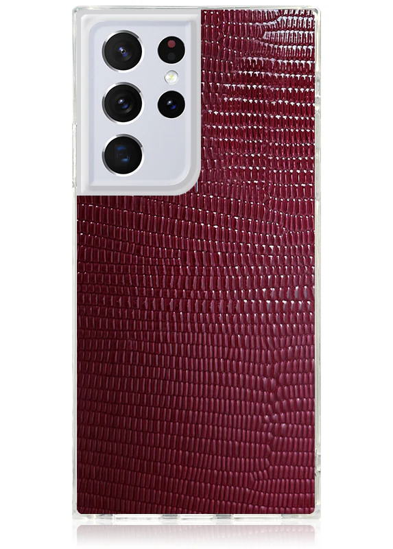 SQUARE® Burgundy Lizard Faux Leather Galaxy Case