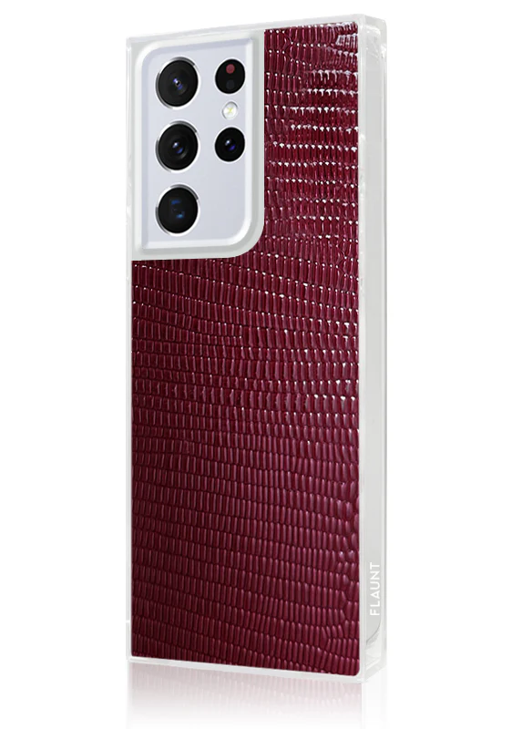 SQUARE® Burgundy Lizard Faux Leather Galaxy Case - Image 2