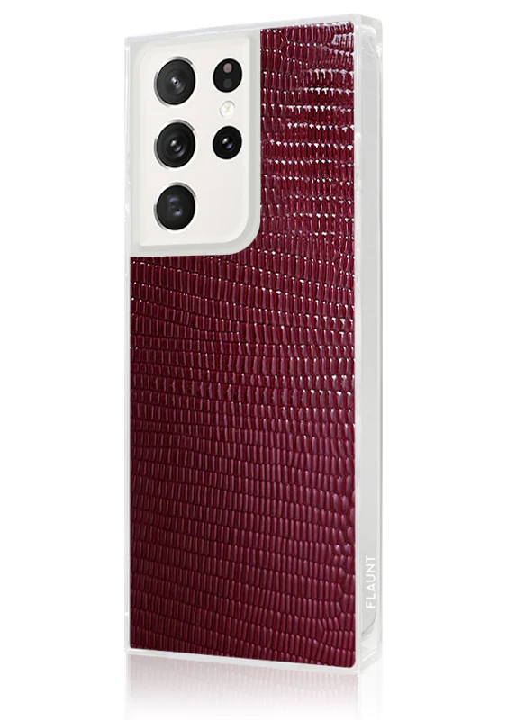 SQUARE® Burgundy Lizard Faux Leather Galaxy Case - Image 4