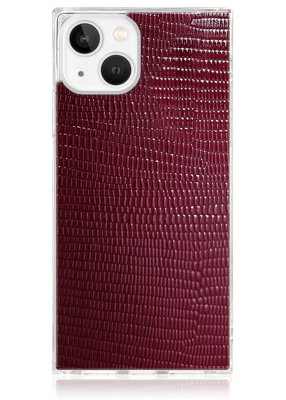 SQUARE® Burgundy Lizard Faux Leather iPhone Case - Image 23