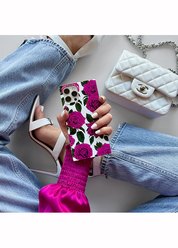 SQUARE® Fuchsia Rose Print iPhone Case - Image 59