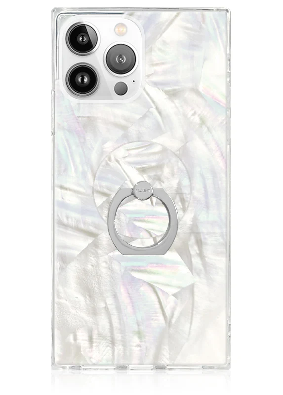 Geo White Mother of Pearl Adhesive Phone Ring Stand - Image 3