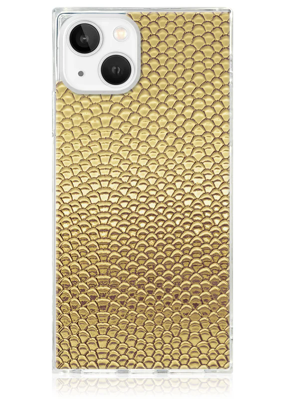 SQUARE® Gold Metallic Snakeskin Faux Leather iPhone Case - Image 11