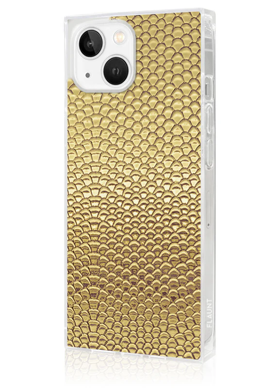 SQUARE® Gold Metallic Snakeskin Faux Leather iPhone Case - Image 12