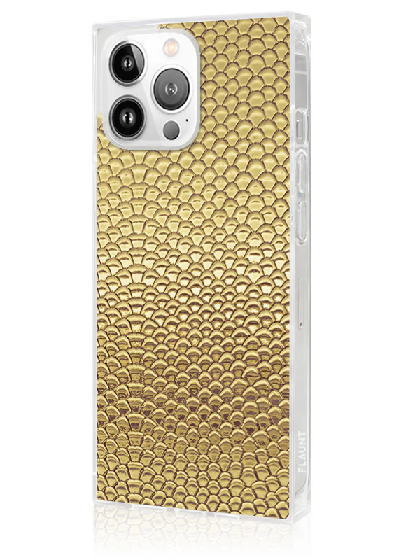 SQUARE® Gold Metallic Snakeskin Faux Leather iPhone Case - Image 16
