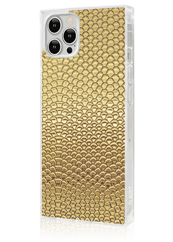 SQUARE® Gold Metallic Snakeskin Faux Leather iPhone Case - Image 26