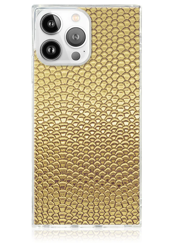 SQUARE® Gold Metallic Snakeskin Faux Leather iPhone Case - Image 29
