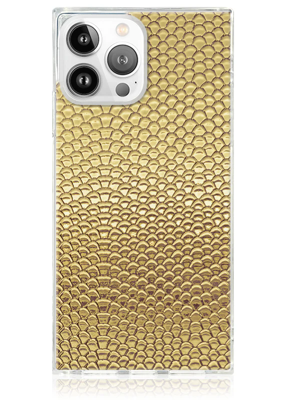 SQUARE® Gold Metallic Snakeskin Faux Leather iPhone Case - Image 35