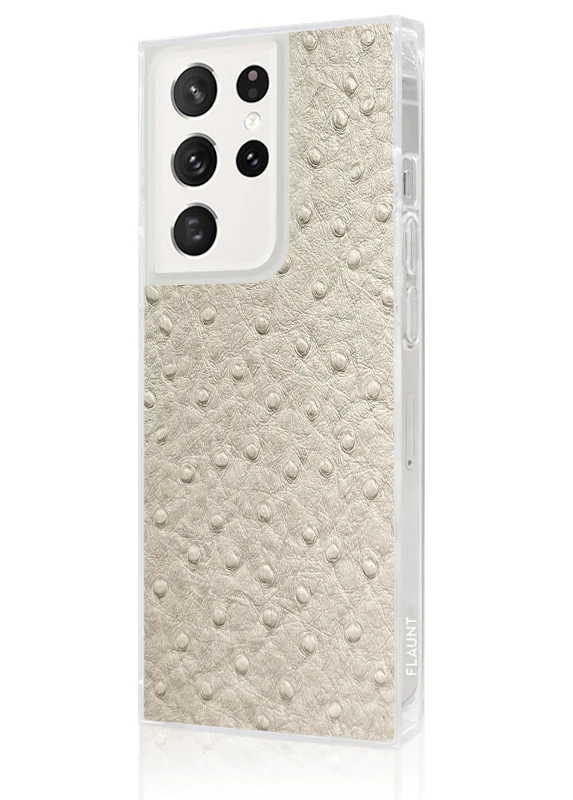 SQUARE® Ivory Ostrich Faux Leather Galaxy Case - Image 2