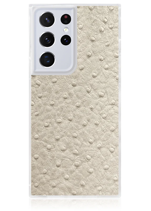 SQUARE® Ivory Ostrich Faux Leather Galaxy Case - Image 3