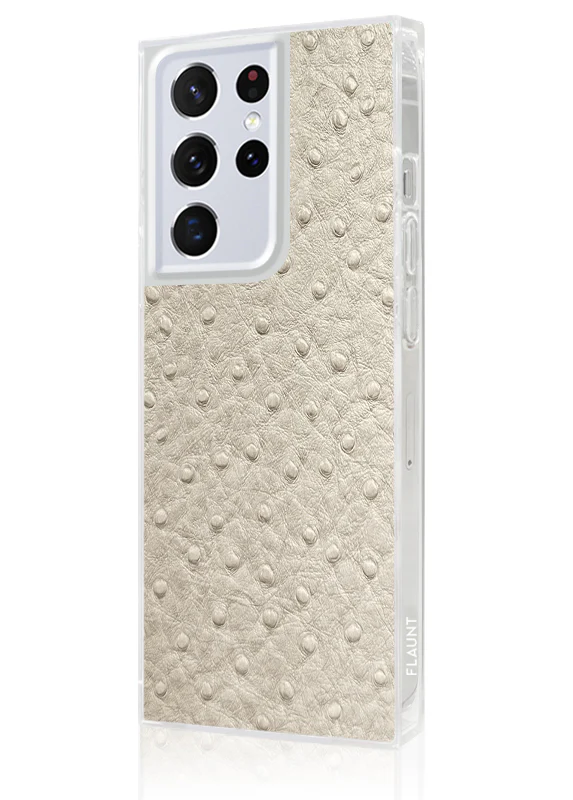 SQUARE® Ivory Ostrich Faux Leather Galaxy Case - Image 4