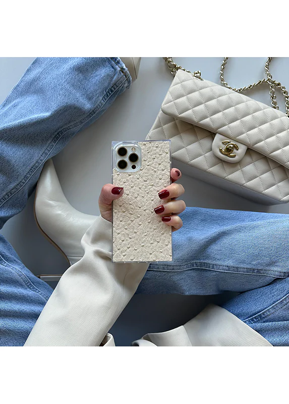 SQUARE® Ivory Ostrich Faux Leather Galaxy Case - Image 6