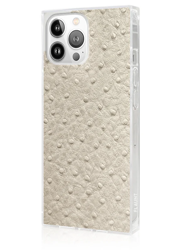 SQUARE® Ivory Ostrich Faux Leather iPhone Case - Image 22
