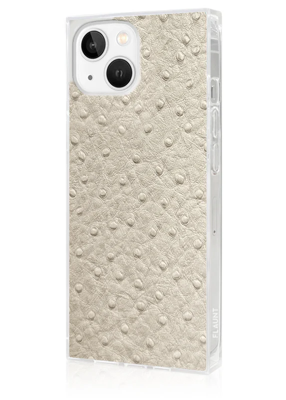 SQUARE® Ivory Ostrich Faux Leather iPhone Case - Image 24
