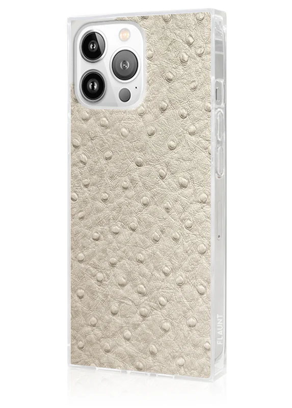 SQUARE® Ivory Ostrich Faux Leather iPhone Case - Image 28