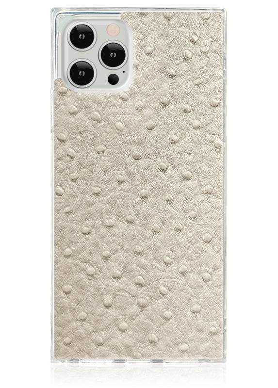 SQUARE® Ivory Ostrich Faux Leather iPhone Case - Image 3