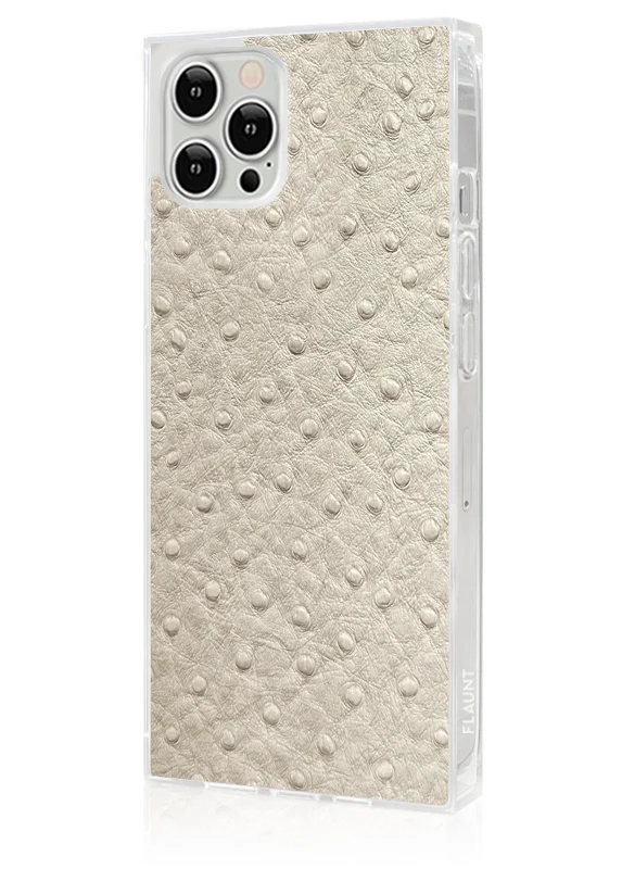 SQUARE® Ivory Ostrich Faux Leather iPhone Case - Image 4