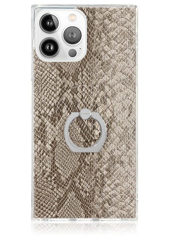 Nude Python Faux Leather Adhesive Phone Ring Stand - Image 3