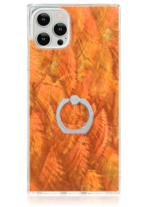 Orange Mother of Pearl Adhesive Phone Ring Stand - Image 3