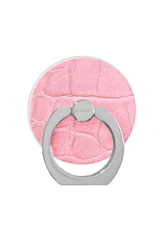 Pink Crocodile Faux Leather Adhesive Phone Ring Stand