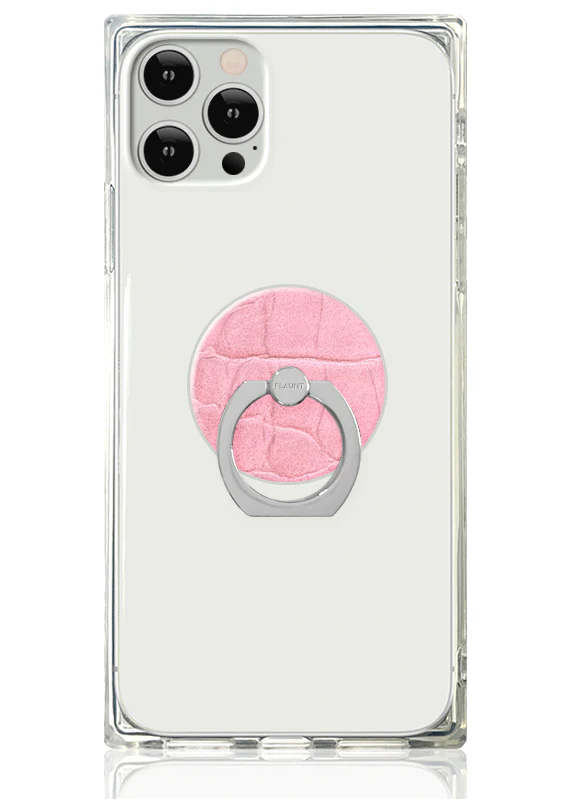 Pink Crocodile Faux Leather Adhesive Phone Ring Stand - Image 2