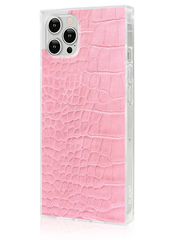 SQUARE® Pink Crocodile Faux Leather iPhone Case - Image 10
