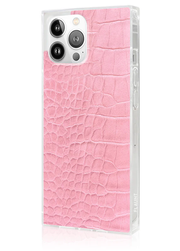 SQUARE® Pink Crocodile Faux Leather iPhone Case - Image 16