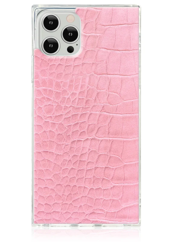 SQUARE® Pink Crocodile Faux Leather iPhone Case - Image 3