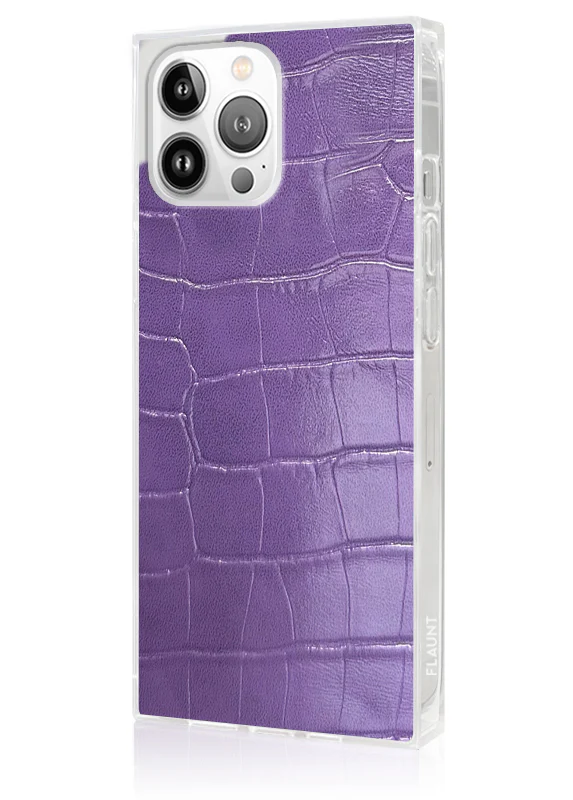 SQUARE® Purple Crocodile Faux Leather iPhone Case - Image 18