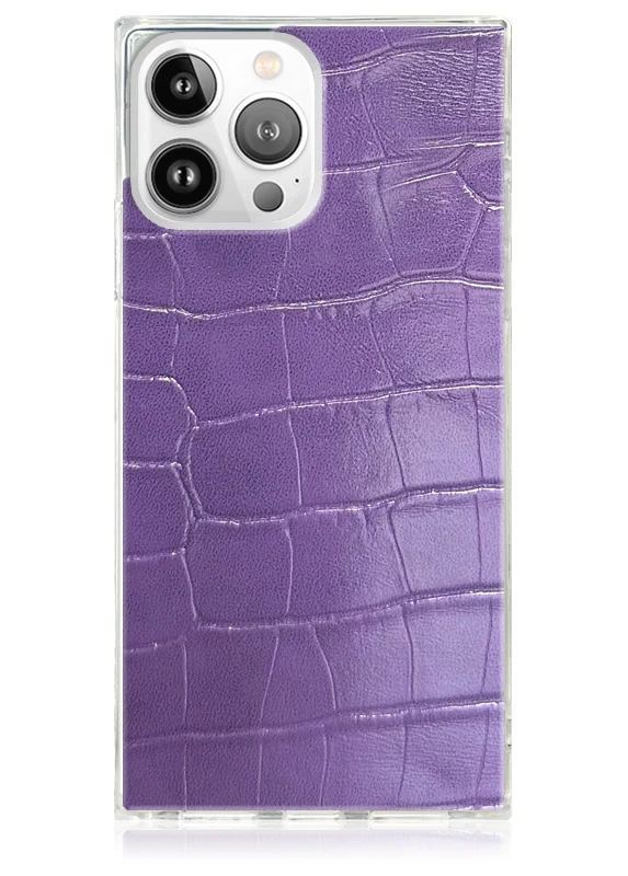 SQUARE® Purple Crocodile Faux Leather iPhone Case - Image 19
