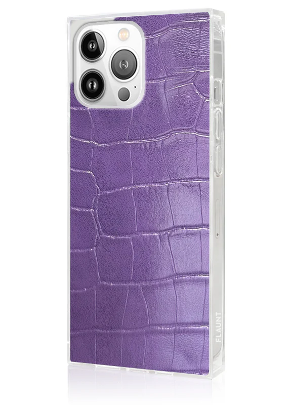 SQUARE® Purple Crocodile Faux Leather iPhone Case - Image 2