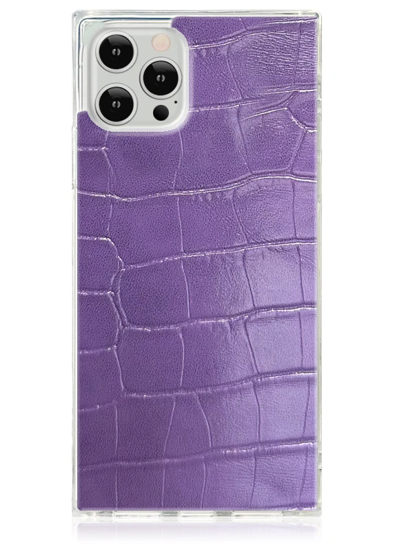 SQUARE® Purple Crocodile Faux Leather iPhone Case - Image 3