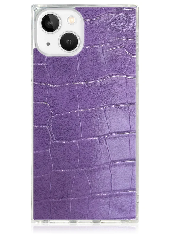 SQUARE® Purple Crocodile Faux Leather iPhone Case - Image 9